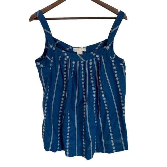 Michael Kors Blue Embroidered Halter Tank Top - Size XL - Picture 1 of 4